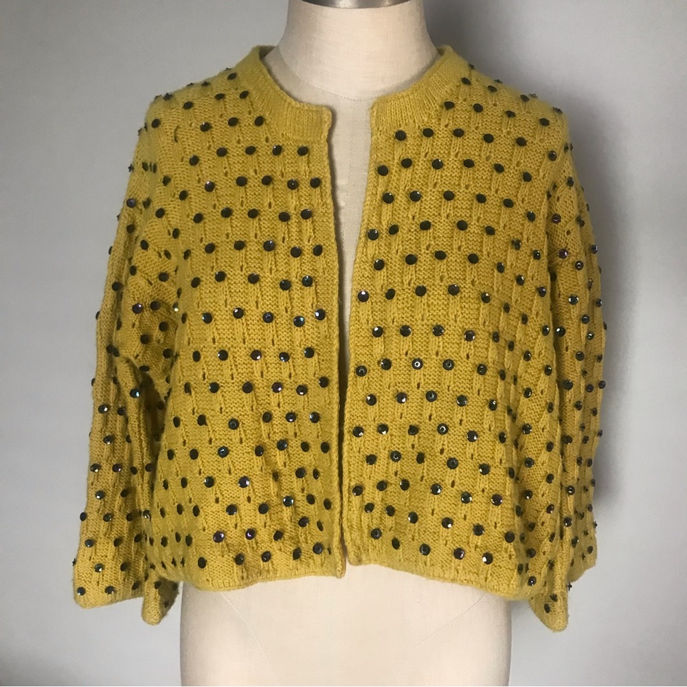 Vintage cropped 3/4 sleeve cardigan with sequins